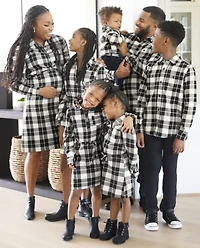 Boys Matching Family Plaid Flannel Button Up Shirt