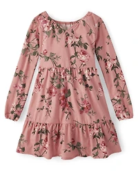 Girls Floral Tiered Dress