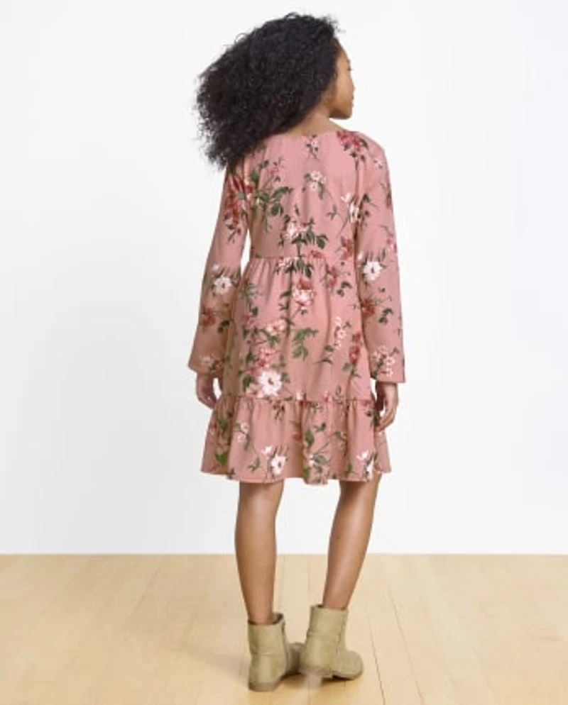 Girls Floral Tiered Dress