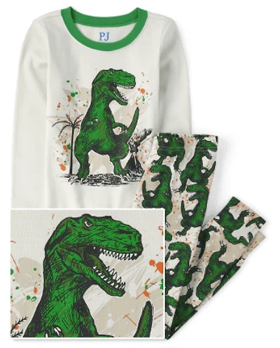 Boys Dino Snug Fit Cotton Pajamas