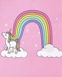 Girls Rainbow Unicorn Snug Fit Cotton Pajamas