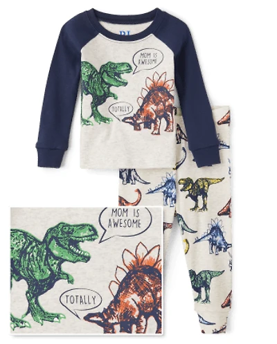 Baby And Toddler Boys Dino Snug Fit Cotton Pajamas