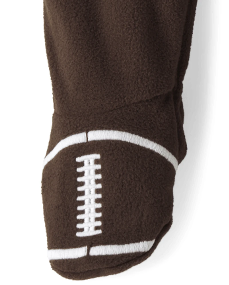 Baby And Toddler Boys Matching Family Football Fleece Footed One Piece Pajamas
