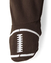 Baby And Toddler Boys Matching Family Football Fleece Footed One Piece Pajamas