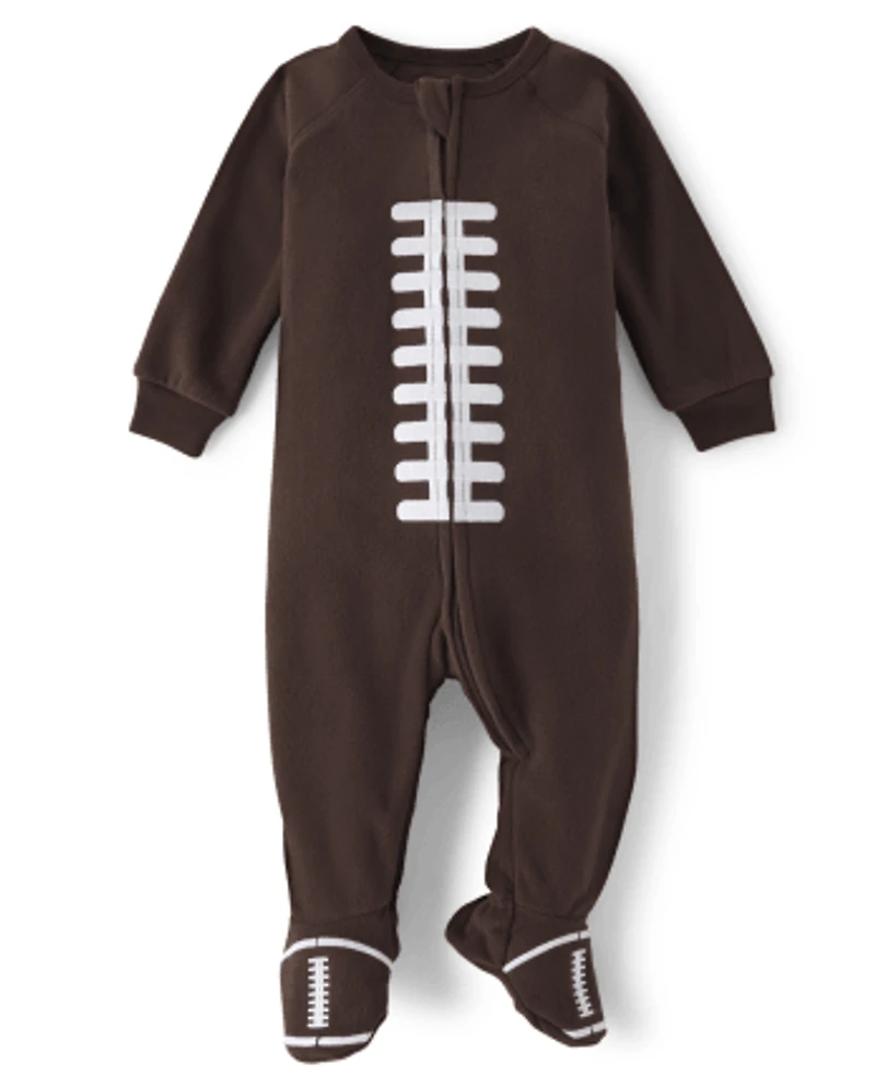 Baby And Toddler Boys Matching Family Football Fleece Footed One Piece Pajamas