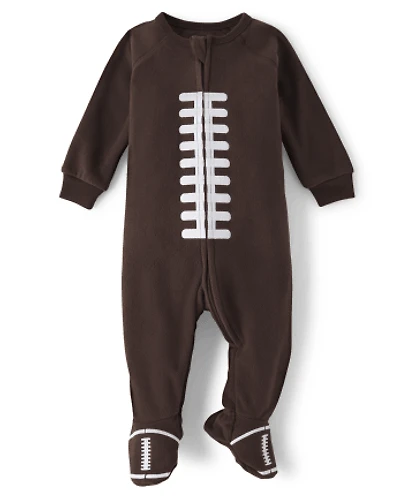 Baby And Toddler Boys Matching Family Football Fleece Footed One Piece Pajamas