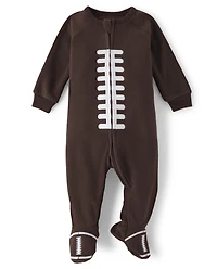 Baby And Toddler Boys Matching Family Football Fleece Footed One Piece Pajamas