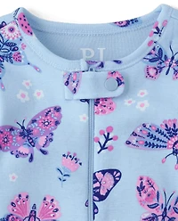 Baby And Toddler Girls Butterfly Snug Fit Cotton One Piece Pajamas