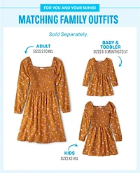 Girls Mommy And Me Floral Smocked Dress