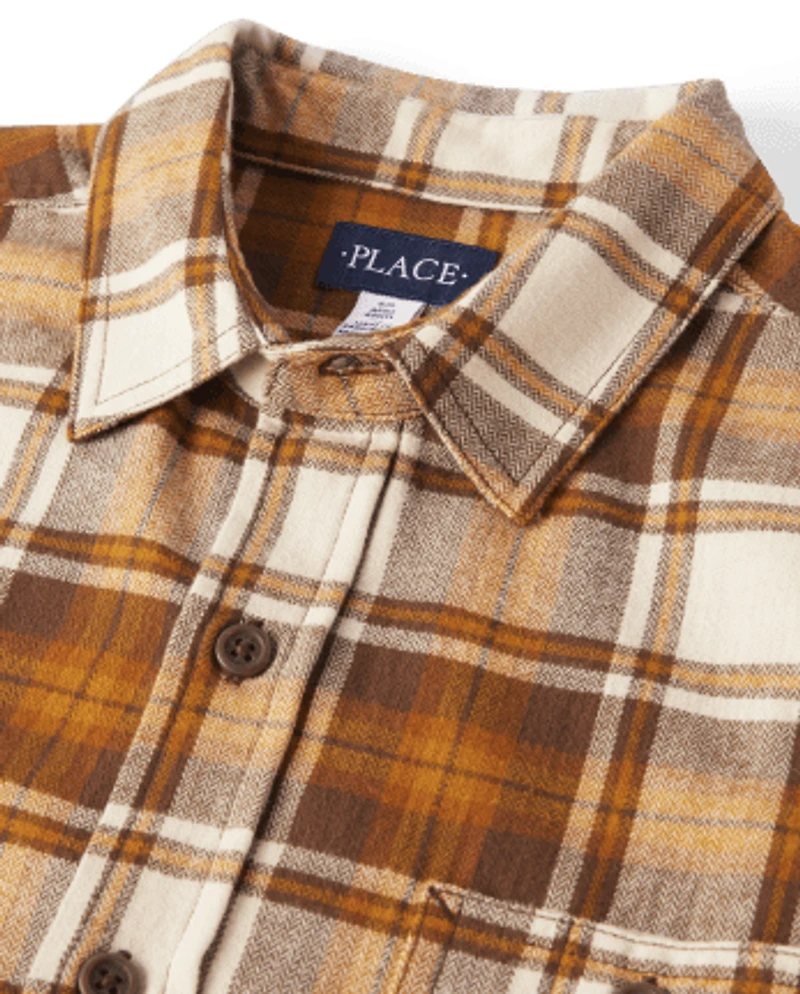 Mens Matching Family Plaid Flannel Button Up Shirt