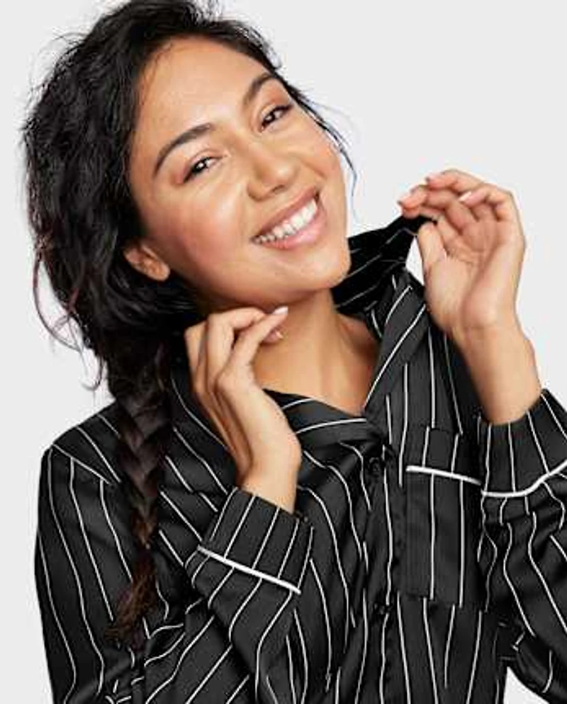 Womens Print Satin Pajamas