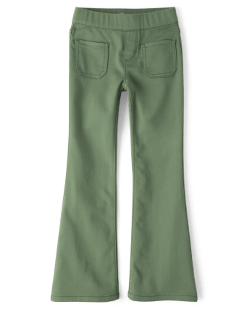 Girls Knit Twill Pull On Flare Pants