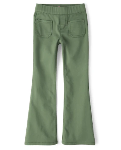 Girls Knit Twill Pull On Flare Pants