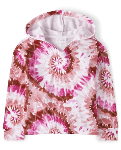 Sweat à capuche en molleton tie-dye pour fille