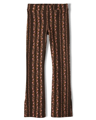 Girls Floral Ponte Flare Leggings