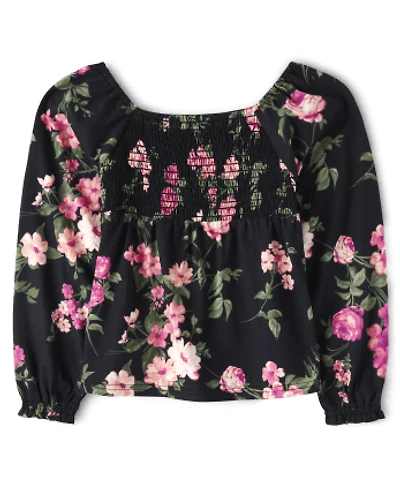 Girls Print Smocked Top
