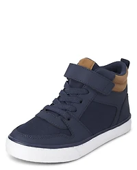 Boys Contrast Cuff High Top Sneakers