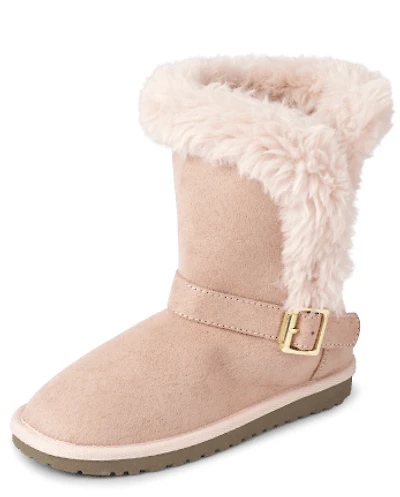 Girls Buckle Faux Fur Chalet Boots