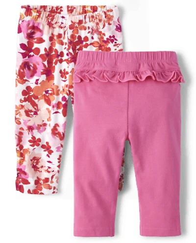 Baby Girls Floral Ruffle Pants 2-Pack