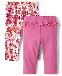 Baby Girls Floral Ruffle Pants 2-Pack