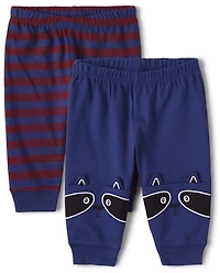 Baby Boys Raccoon Striped Pants 2-Pack