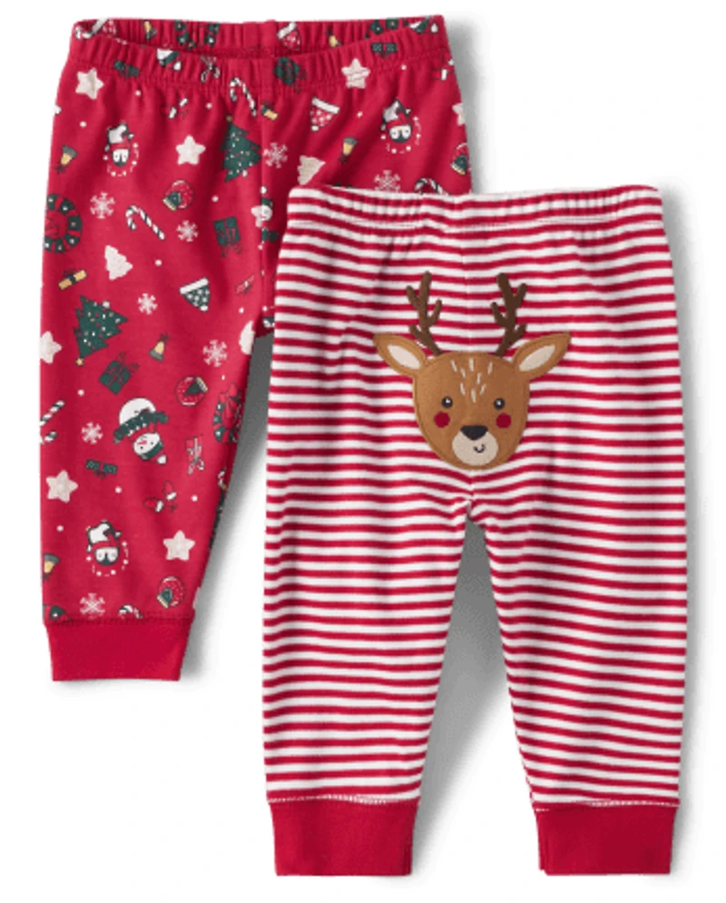 Lot de 2 pantalons Noël unisexe pour bébé