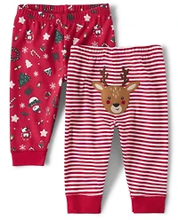 Lot de 2 pantalons Noël unisexe pour bébé