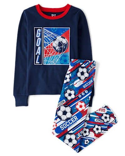 Boys Glow Soccer Snug Fit Cotton Pajamas