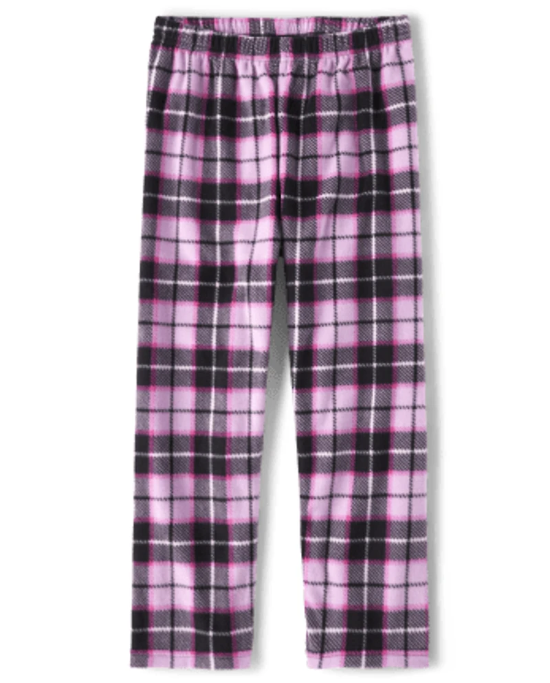 Girls Plaid Fleece Pajama Pants