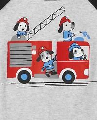 Baby And Toddler Boys Fire Truck Dog Snug Fit Cotton Pajamas