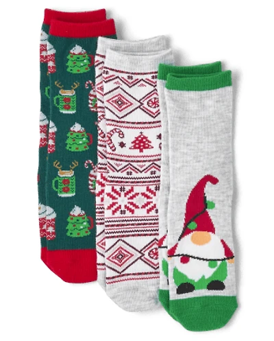 Kids Matching Family Gnome Crew Socks 3-Pack