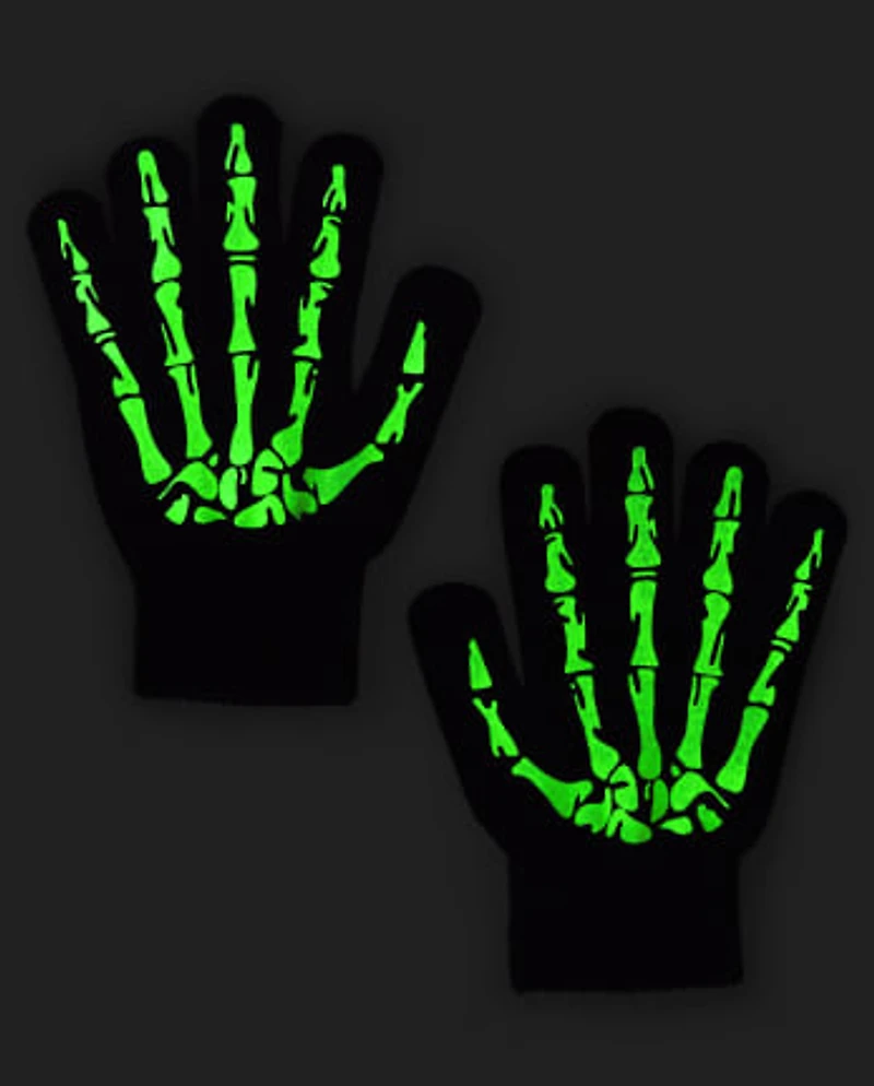 Boys Glow Skeleton Texting Gloves 2-Pack