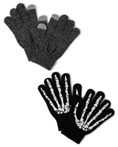 Boys Glow Skeleton Texting Gloves 2-Pack