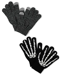 Boys Glow Skeleton Texting Gloves 2-Pack