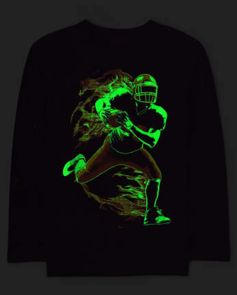 Boys Glow Football Graphic Tee