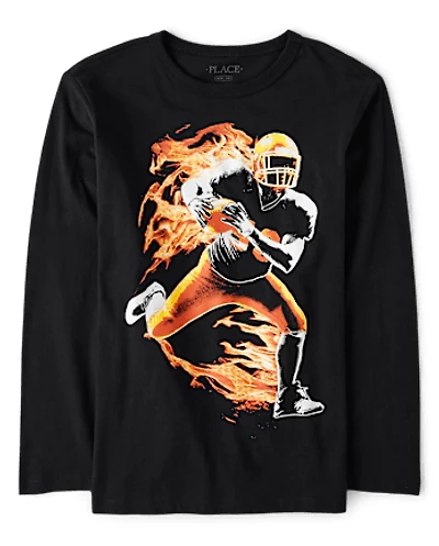 Boys Glow Football Graphic Tee
