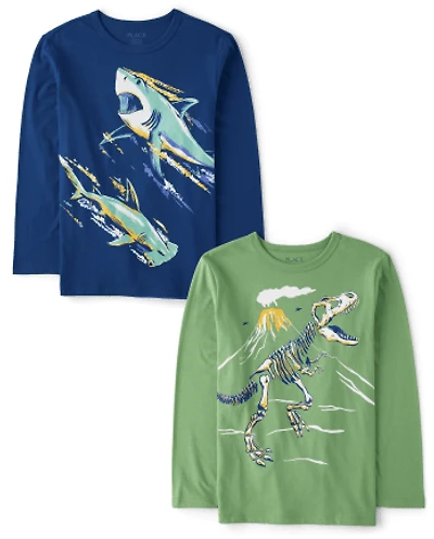 Boys Dino Shark Graphic Tee 2-Pack