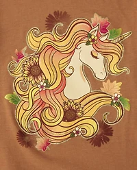 Girls Sunflower Unicorn Graphic Tee