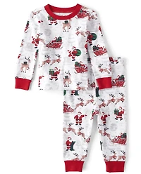 Pyjama assorti en coton pour bébé et enfant, motif Père Noël renne