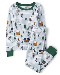 Kids Matching Family Ski Cabin Snug Fit Cotton Pajamas
