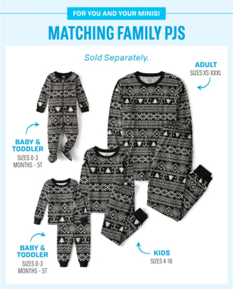 Kids Matching Family Candy Cane Fairisle Snug Fit Cotton Pajamas