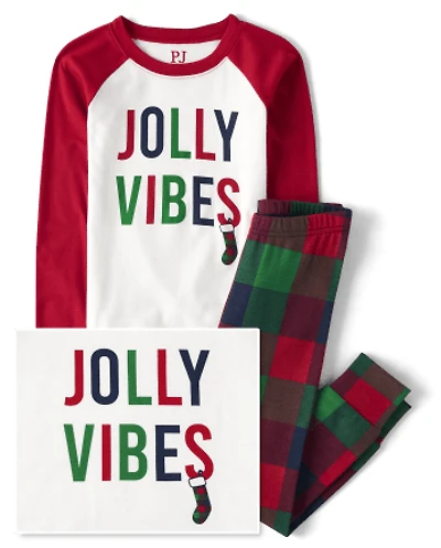 Kids Matching Family Jolly Vibes Snug Fit Cotton Pajamas