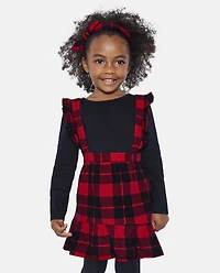 Ensemble de tenue 2 pièces à carreaux Buffalo pour petites filles