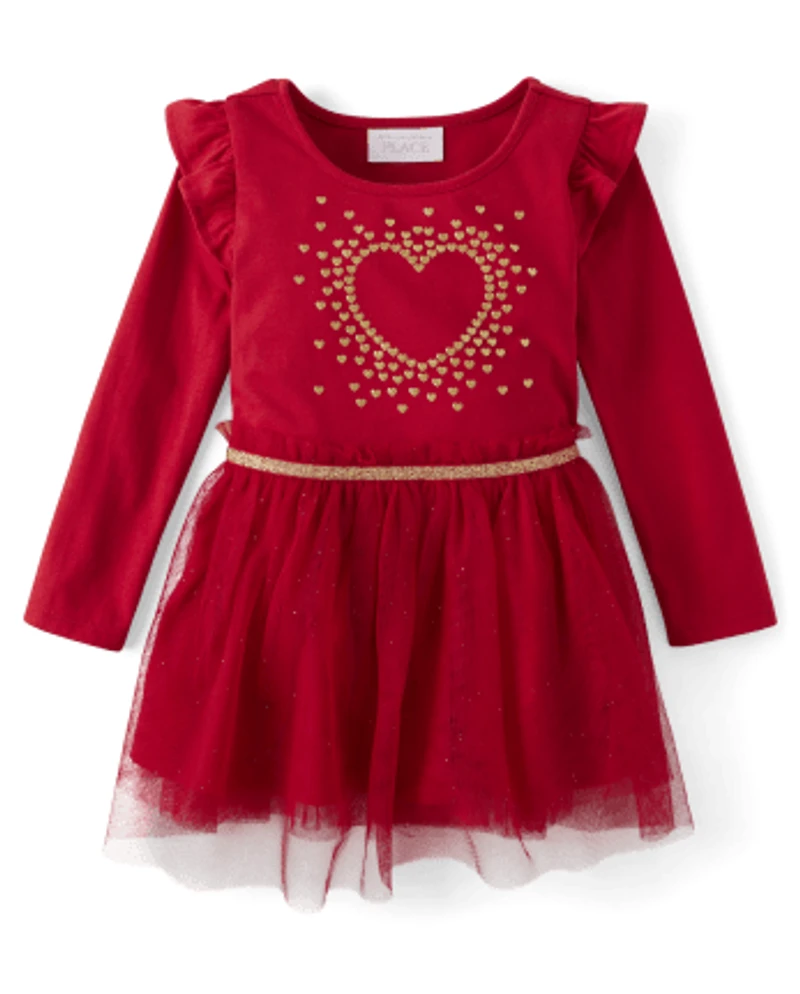 Baby And Toddler Girls Heart Mesh Tutu Dress