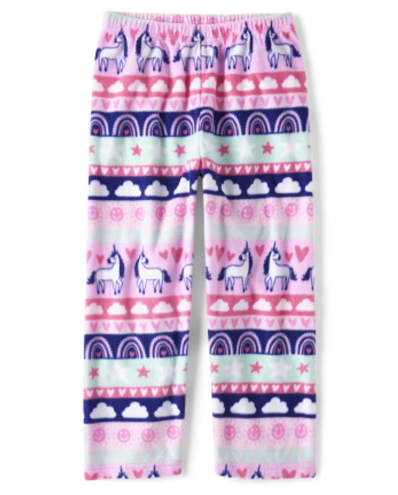 Girls Unicorn Fairisle Fleece Pajama Pants