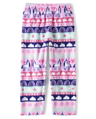 Girls Unicorn Fairisle Fleece Pajama Pants