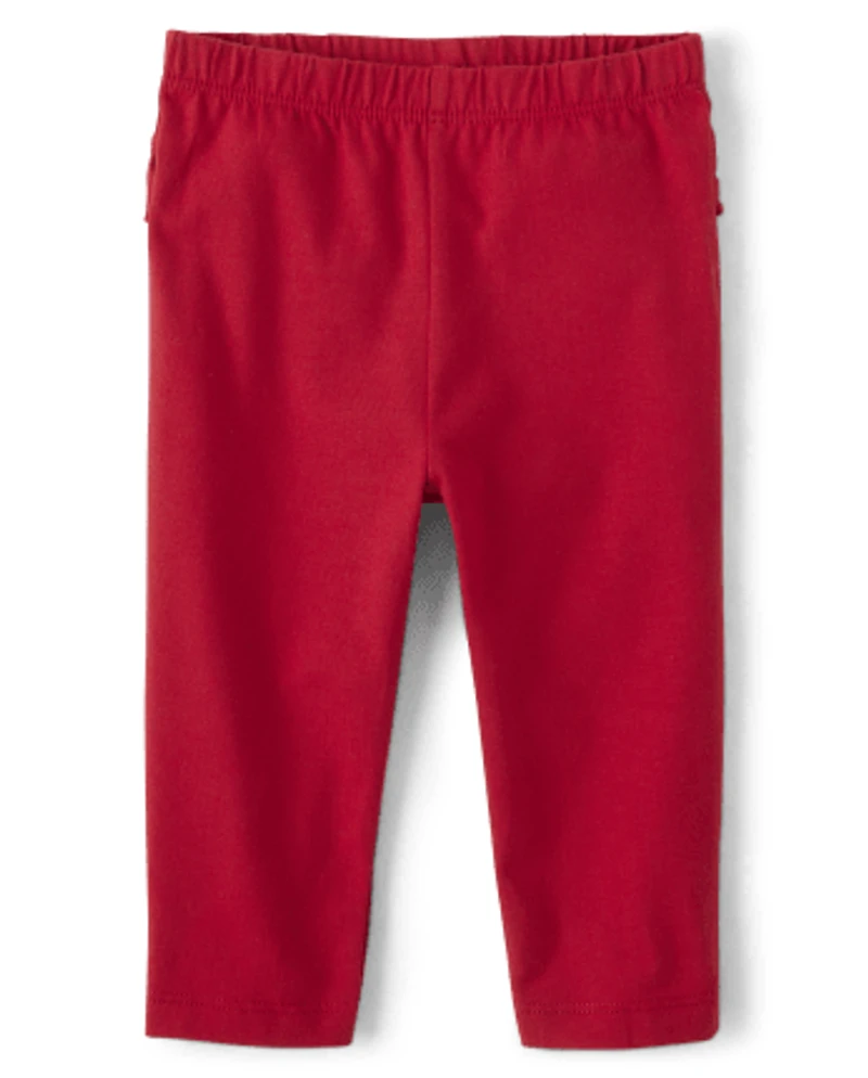 Lot de 2 leggings à volants et fleurs pour bébé fille