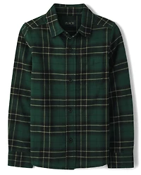 Boys Matching Family Plaid Oxford Button Up Shirt