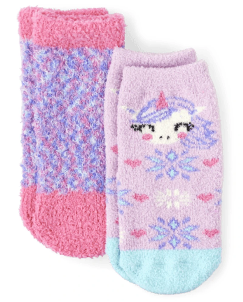 Toddler Girls Unicorn Cozy Socks 2-Pack