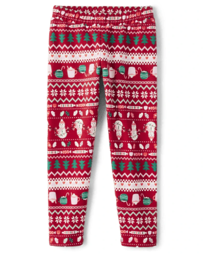 Girls Print French Terry Cozy Leggings